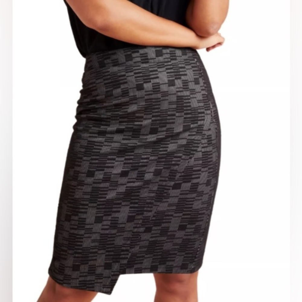Anthropologie Maeve Bobbie Faux Wrap Lined Pencil Skirt (M)